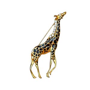 Gold and Black Giraffe Brooch